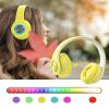 Bluetooth Over Ear Headphones with Colorful LED Lights, Foldable Hi-Fi Stereo Headphones with Mic, Wired & Wireless for Classroom/Home Office/PC/Mobile (Yellow) view 3