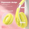 Bluetooth Over Ear Headphones with Colorful LED Lights, Foldable Hi-Fi Stereo Headphones with Mic, Wired & Wireless for Classroom/Home Office/PC/Mobile (Yellow) view 4