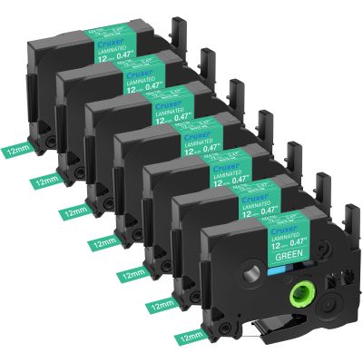 7 Pack Cruxer Replacement for Product Brother TZe-735 TZ735 Label Tape 0.47" 12mm Laminated White on Green Compatible with Brother P Touch PT-D210 D200 H110 H100 1880 D220 D410 D600 Label Maker
