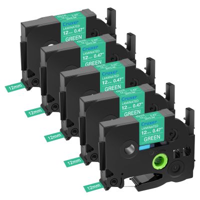5 Pack Cruxer Replacement for Product Brother TZe-735 TZ735 Label Tape White on Green Laminated 0.47" 12mm Compatible with Brother P Touch PT-D210 D200 H110 H100 1880 D220 D410 D600 Label Maker
