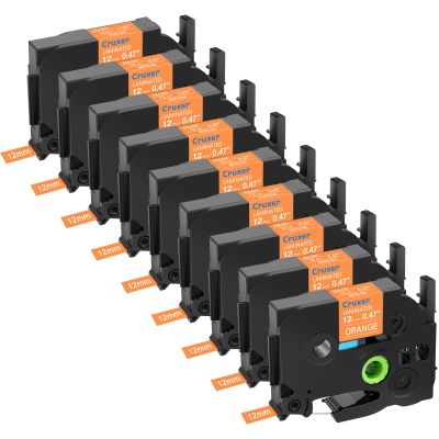 9X Replacement for TZe-635 TZ-635 TZe635 Brother Label Tape 12mm 0.47" Laminated White on Orange Compatible with Brother P Touch Label Maker PT-D210 D200 H110 H100 1880 D220 D410 D600 Durable Tape