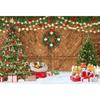 CRTPOD 10x7ft Christmas Backdrop for Photoshoot Wooden Barn Door Winter Snowflake Background for Photography Xmas Tree Snow Gifts Decor Family Holiday Party Banner Wall Decor Portrait Studio Props view 1