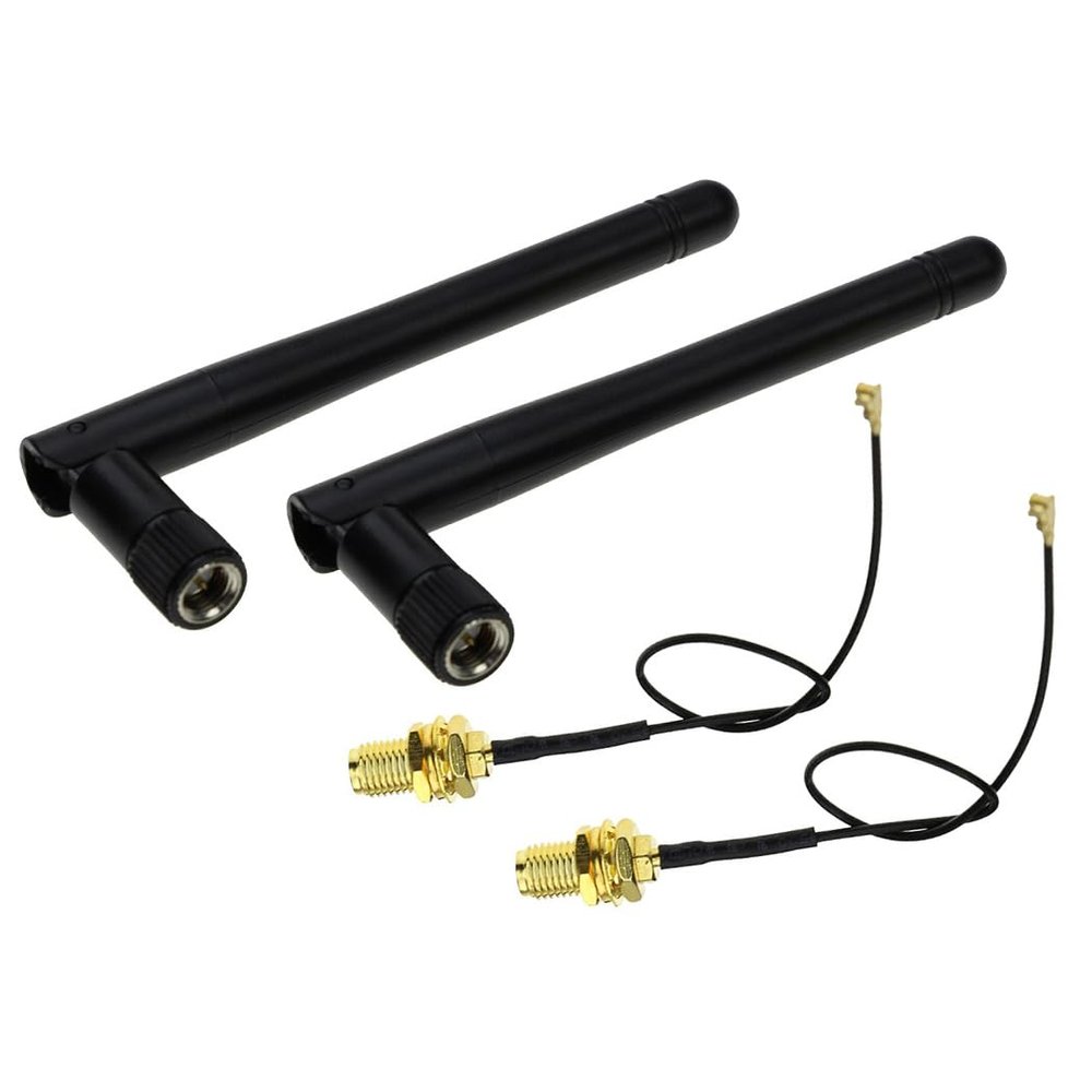 HiLetgo 2pcs 2.4G WiFi Antenna SMA to U.FL-4 2.4GHz 3dBi Antenna U.fl-4 to RP SMA Male for ZigBee Router 90 Degrees Right Angle Folded Lead 15CM