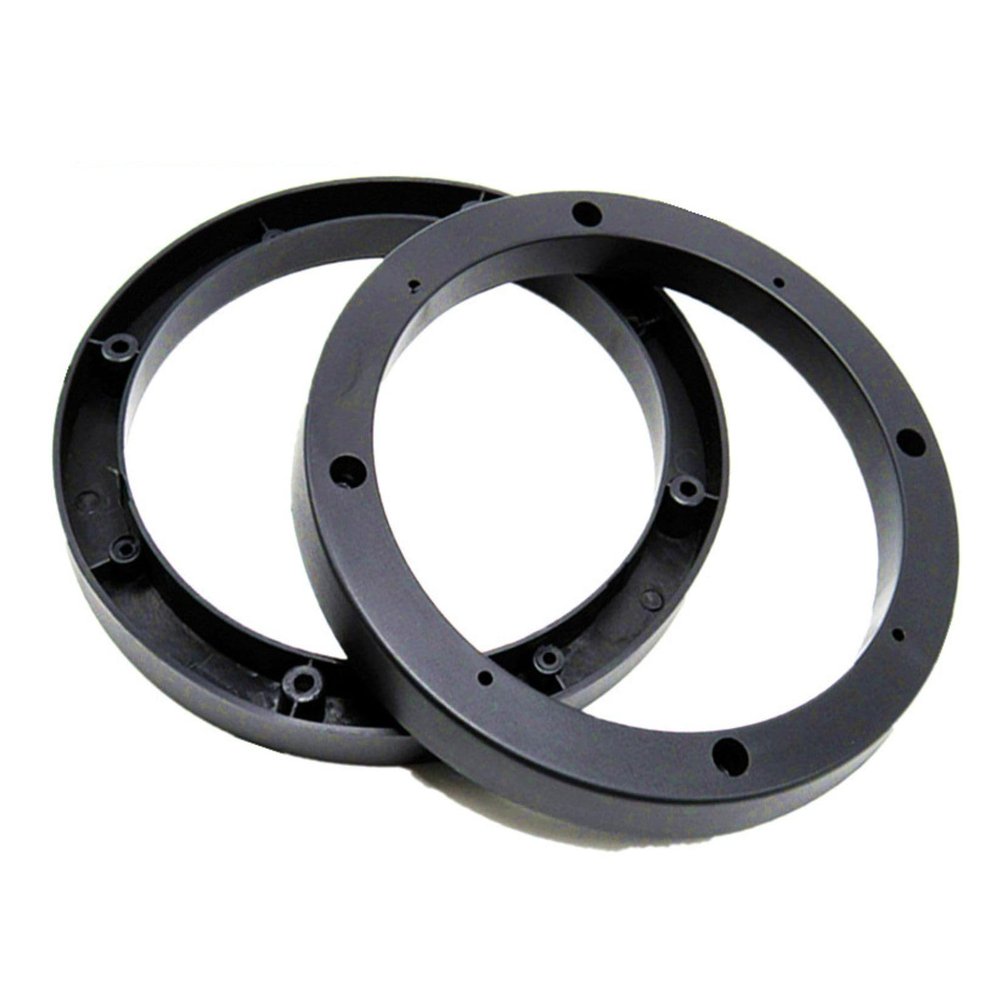 Saim 6.5" Dia 2 Pcs Universal Black Plastic Speaker Spacer Adaptor Ring Mounting Bracket Fit ABS Car Stereo Speaker Spacers (6.5inch)
