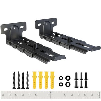 Agandax Soundbar Wall Mount Bracket Universal Soundbar Mount Shelf Depth Adjustable (3.65"-6.65") for Bose, Samsung, Vizio, LG, Dolby Atmos Soundbars (Black: V01_Pro)