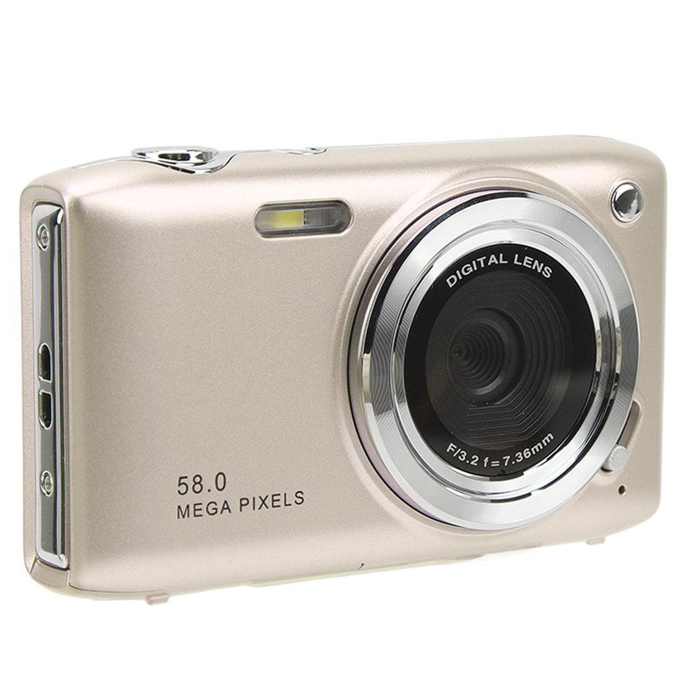Digital Camera, FHD 1080P Digital Point and Shoot Camera for Kids Teens, 2.88 Inch Screen 58MP 16X Zoom Auto Focus Digital Zoom Camera for Travel Party (Gold)