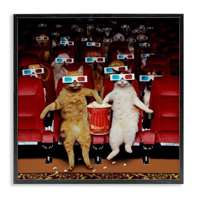 'Cats at 3D Movie Theater'| Framed Giclee Art