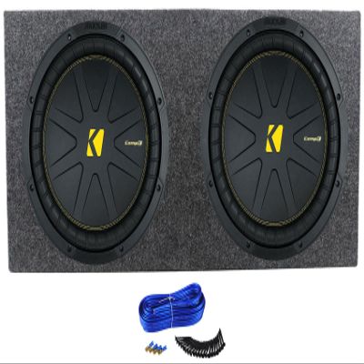 (2) Kicker 50CWCD124 CompC 12" DVC Subwoofers Bundle with Rockville Sealed Sub Box Enclosure CWCD124 (4 Items)