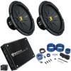 2 Kicker 50CWCD124 CompC 12" DVC 4 ohm Subwoofers Bundle with Rockville Mono Amplifier+Amp Kit CWCD124 (4 Items) view 1