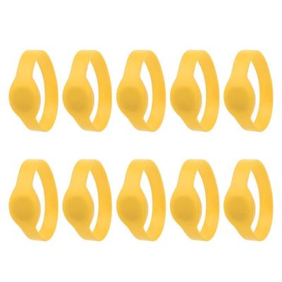 Cyrank 10PCS RFID Wristband, 125khz RFID Bracelet Ip68 Waterproof Silicone Bracelet Access Control Wristband for Hotel Swimming Pool Sauna Room Gym(Yellow)