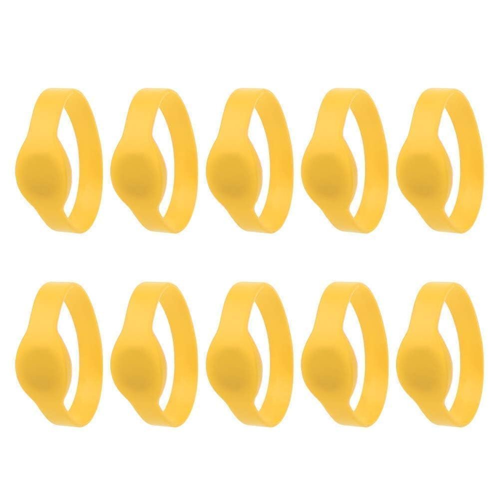 Cyrank 10PCS RFID Wristband, 125khz RFID Bracelet Ip68 Waterproof Silicone Bracelet Access Control Wristband for Hotel Swimming Pool Sauna Room Gym(Yellow)