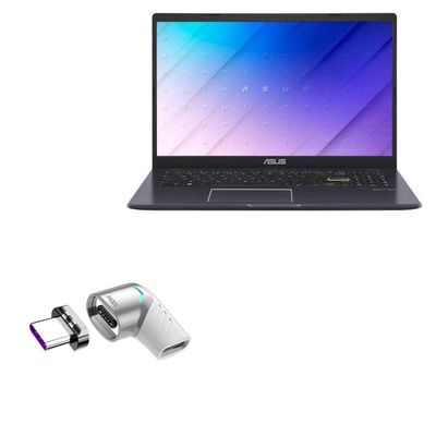 BoxWave Adapter Compatible with ASUS E510 - MagnetoSnap PD Angle Adapter, Magnetic Charging Connector Device Saver - Metallic Silver