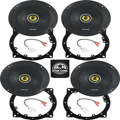 KICKER Speakers 6.5 inch for Hyundai Sonata 2018-2019 Upgrade Kit - 4 Pack of CS Series with Adapters and Harness, Coaxial 6 1/2 Car Audio Front and Rear Door Speaker CSC65, 46CSC654