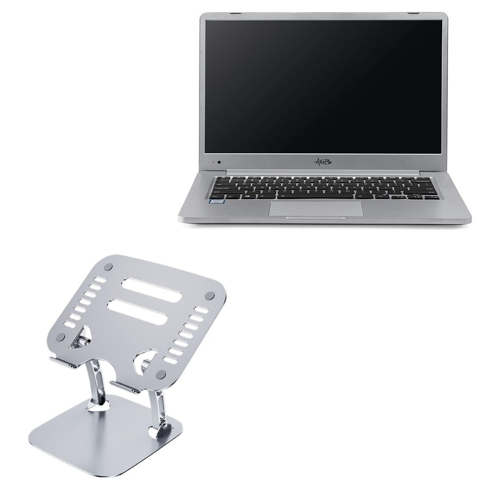 BoxWave Stand and Mount Compatible with AGB Orion ZQ-1608 - Executive VersaView Laptop Stand, Ergonomic Adjustable Viewing Angle Metallic Riser - Metallic Silver