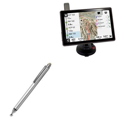 BoxWave Stylus Pen Compatible with Garmin Tread XL Baja Chase - DualTip Capacitive Stylus, Fiber Tip Disc Tip Capacitive Stylus Pen - Metallic Silver