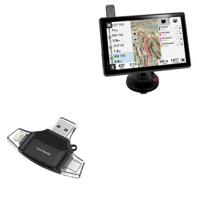 BoxWave Smart Gadget Compatible with Garmin Tread XL Baja Chase - AllReader SD Card Reader, microSD Card Reader SD Compact USB - Jet Black