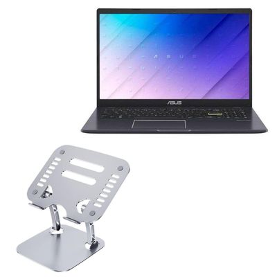 BoxWave Stand and Mount Compatible with ASUS E510 - Executive VersaView Laptop Stand, Ergonomic Adjustable Viewing Angle Metallic Riser - Metallic Silver