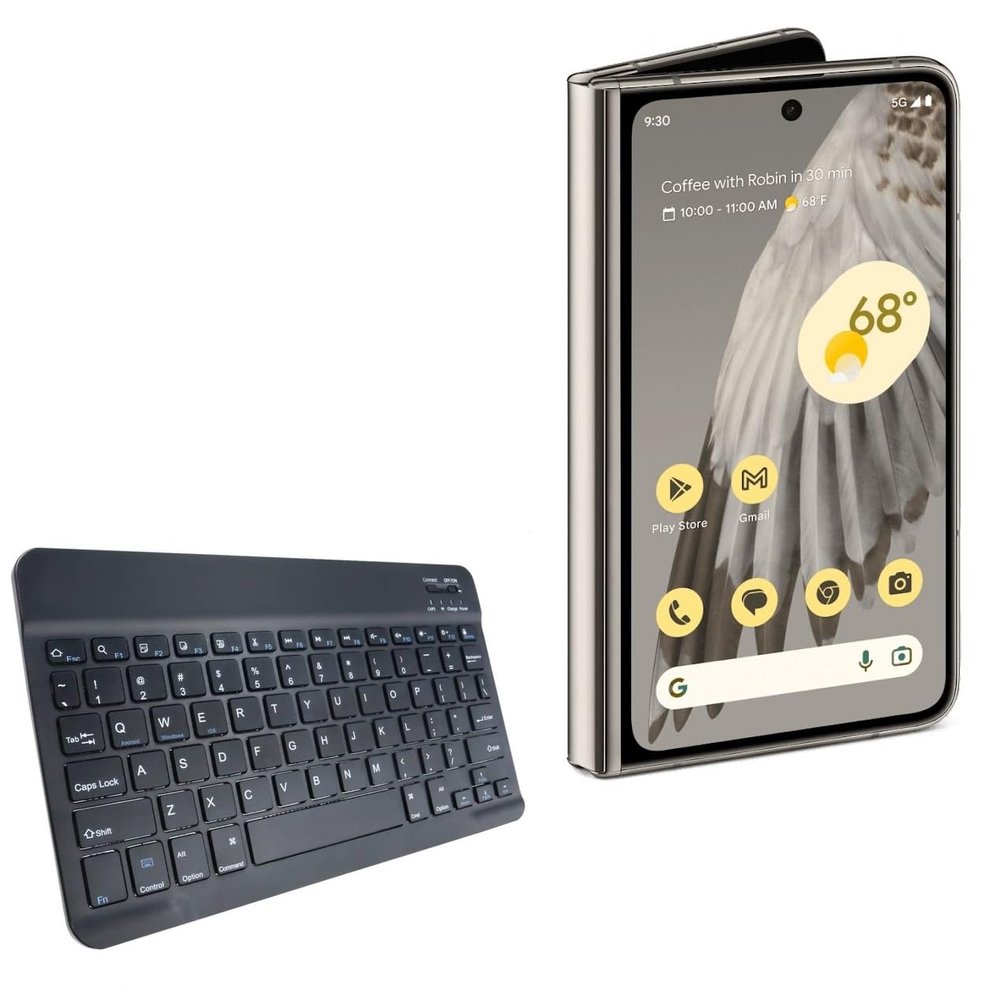 BoxWave Keyboard Compatible with Google Pixel Fold - SlimKeys Bluetooth Keyboard, Portable Thin with Chiclet-Style Keys - Jet Black