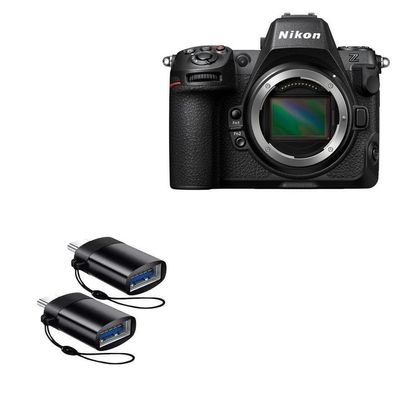 BoxWave Cable Compatible with Nikon Z8 - USB-C to A PortChanger (2-Pack), USB Type-C OTG USB Portable Keychain - Slate Black