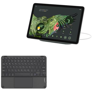 BoxWave Keyboard Compatible With Google Pixel Tablet - SlimKeys Bluetooth Keyboard with Trackpad, Portable Slim TouchPad - Jet Black