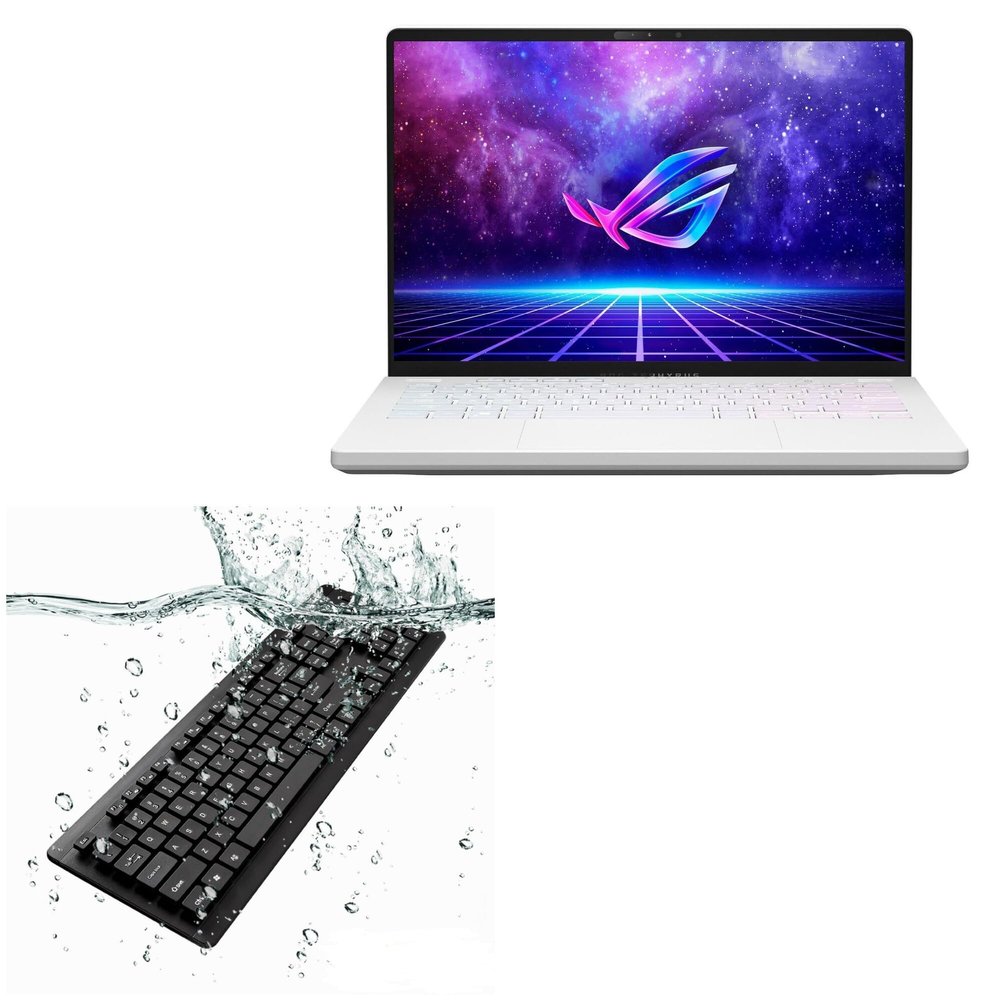 BoxWave Keyboard Compatible with ASUS ROG Zephyrus G14 WQXGA Laptop (GA402RJ) - AquaProof USB Keyboard, Washable Waterproof Water Resistant - Jet Black