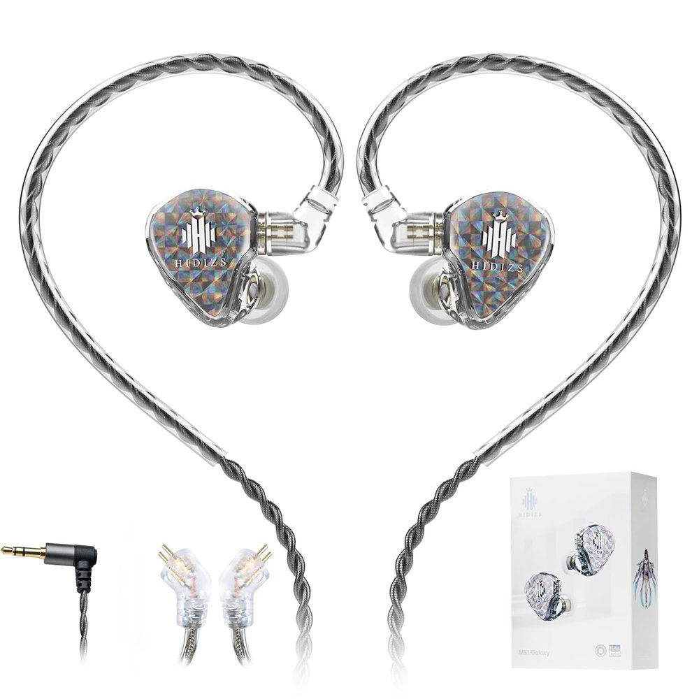 Hidizs MS1 Galaxy IEM Gaming Earphones - Dual Magnetic Engine for Immersive Gaming Sound Wired Earbuds/Inline Mic/Detachable 2-Pin Cable, 3.5mm Plug