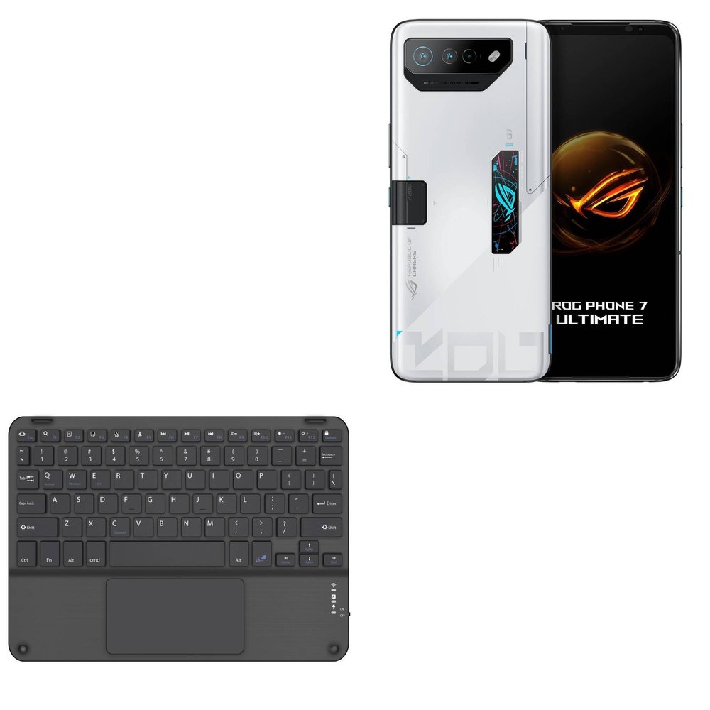BoxWave Keyboard Compatible with ASUS ROG Phone 7 Ultimate - SlimKeys Bluetooth Keyboard with Trackpad, Portable Slim TouchPad - Jet Black