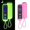 2 Pack Roku Remote Cover - Silicone Protective Case for Roku TV TCL - Anti Slip Remote Sleeve Glow in The Dark (Glow Green + Pink) view 1