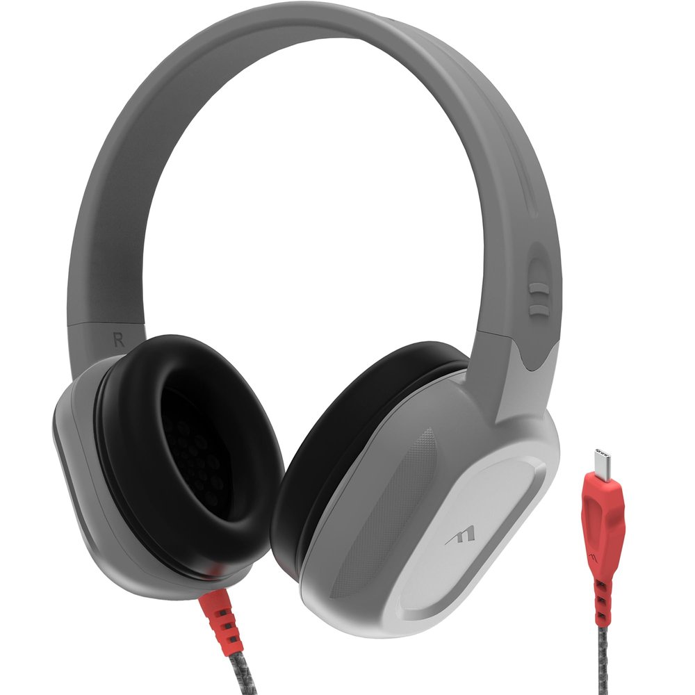 Brenthaven Rugged 2 Wired Headphones No Mic | USB C - Long Tangle Free Chew-Proof Cord - Reliable Drop Tested and Comfortable for Kids K-12 Students Classroom and School Use - Gray