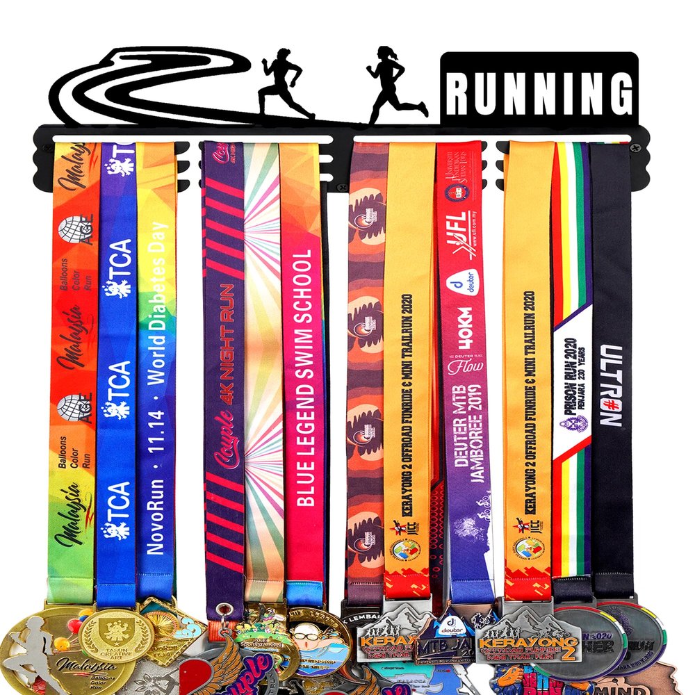 Goutoports Medal Holder Display Hanger - Award Ribbon Organizer Rack for Sports Race Runner Plaques Hanger for Wall Mount Hold Up 60 Medal Hanger Display for Athlete Kids Christmas Gifts