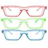 ICARA 3 Pack Fashion Simple Square Reading Glasses Blue Light Blocking Anti Eyestrain Computer Readers (red+green+blue, 1.75) view 2