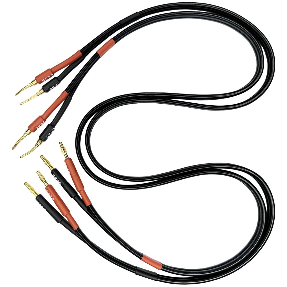 CNCESS CESS-277-3f Super Soft Silicone 12 Gauge Wires, 4mm Banana Plug to Flex Braided Pin Banana Speaker Cable, 680-Strand Tinned Copper, Durable Audio Cable for Amplifier and Speaker (3 FEET)