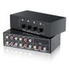 RCA Switch 4 in 1 Out Composite Video L/R Audio Selector Box 4X1, BolAAzuL 4-Way RCA Switcher - 4 Port AV Selector Switch - Plug & Play for Wii PS2 Xbox DVD STB HDTV view 1