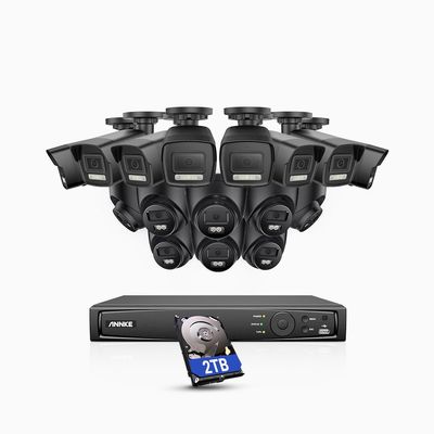 ANNKE 16CH POE Security Camera System with AI Human/Vehicle Detection, 16pcs 3K Wired IP Camera, Smart Dual Light Color Night Vision, 4K NVR with 2TB HDD for 24/7 Audio Recording