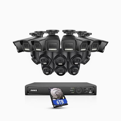 ANNKE 16CH POE Security Camera System with AI Human/Vehicle Detection, 16pcs 3K Wired IP Camera, Smart Dual Light Color Night Vision, 4K NVR with 6TB HDD for 24/7 Audio Recording