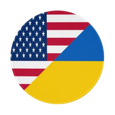 American & Ukraine Flag Charming Round Mouse Pad Cute Design Non-Slip Waterproof 7.9 x 7.9 x 0.12 in