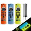 3 Pack Silicone Remote Cover Case, Anti Slip Silicone Protective Case with Lanyard(Glow Blue & Glow Yellow & Orange) view 1