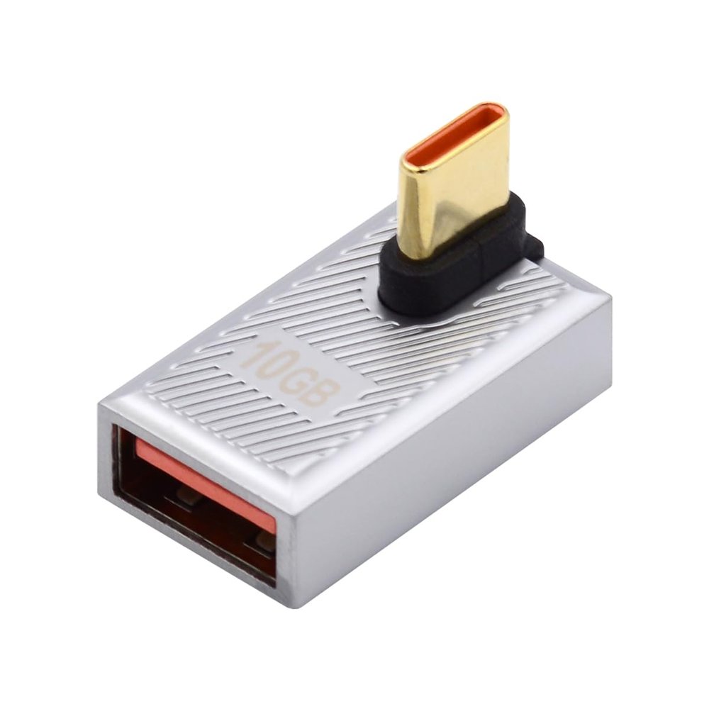 chenyang USB to USB C Adapter Aluminum Alloy USB C Male to USB 3.1 Female OTG PD 120W Fast Charging 10Gbps Data Transfer Converter Adapter Low Profile Angled
