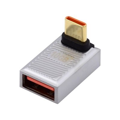 chenyang USB C Connector USB 3.0 to USB C OTG Data 10Gbps PD 120W Power Adapter Alloy Shell 90 Degree UP Angled