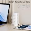 Surge Protector Power Strip Tower with Flat Plug, 10FT Ultra Thin Extension Cord with Multiple Outlets (1 USB-C), 1020J ProtectionDesk Charging Station for Office, Dorm Room Essentials view 2