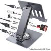 Adjustable Tablet Stand with USBC Hub 7-in-1, Aluminum Tablet Holder with Docking Station, 360 Swivel Base, 4K HDMI, 100W PD Charging, USB 3.0, SD/TF Reader, 3.5mm Audio, for iPad with USB-C Port view 3