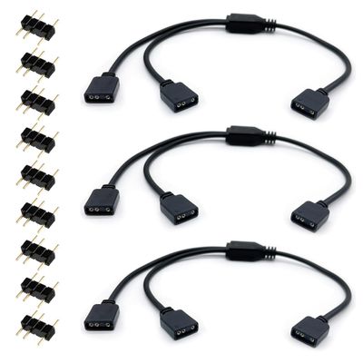 3-Pack 5V 3Pin ARGB 1 to 2 Female to Female ARGB Cables, 1-to-2 Addressable RGB Spliter Extension Cable with Male Pins, Used For Computer Chassis, CPU Heat Sink, And 5V ARGB Fans (11.8 Inches)