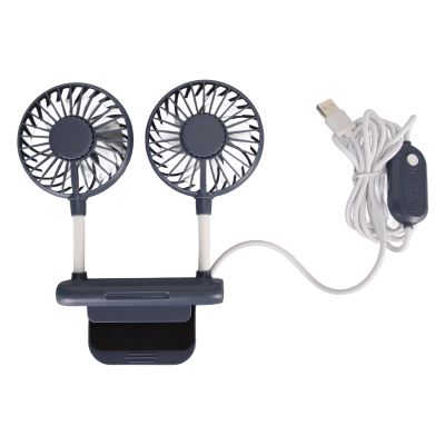 Acogedor Monitor Fan, Mini USB Powered PC Table Fan, 3 Speeds Quiet Cooling Fan with 2 Head, Clip, 2m USB Cable, for Office Laptops, Desktop PC (Blue)