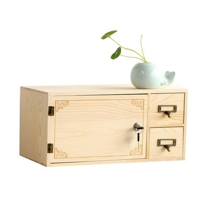 CLoxks Cable Management Box Creative Solid Wood Storage Box with Lock Desktop Drawer Type Office Storage Storage Box with Door Storage Cabinet Storage Box Wire Storage Box