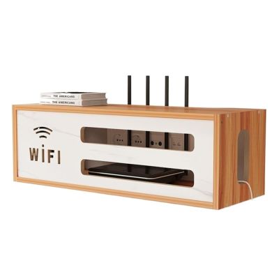 Cable Management Box Router Placement Rack Storage Box Wall Free Punching TV Set-top Box Shelf Shelf Hanging Wall WiFi Bracket Wire Storage Box (Color : Brass)