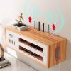 Cable Management Box Router Placement Rack Storage Box Wall Free Punching TV Set-top Box Shelf Shelf Hanging Wall WiFi Bracket Wire Storage Box (Color : Brass) view 4