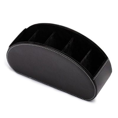 CLoxks Cable Management Box 5 Grid Pu Leather Organizer Remote Control Phone and Tv Holder Desk Storage Box Cosmetics Brush Storage Holder Wire Storage Box (Color : Black)