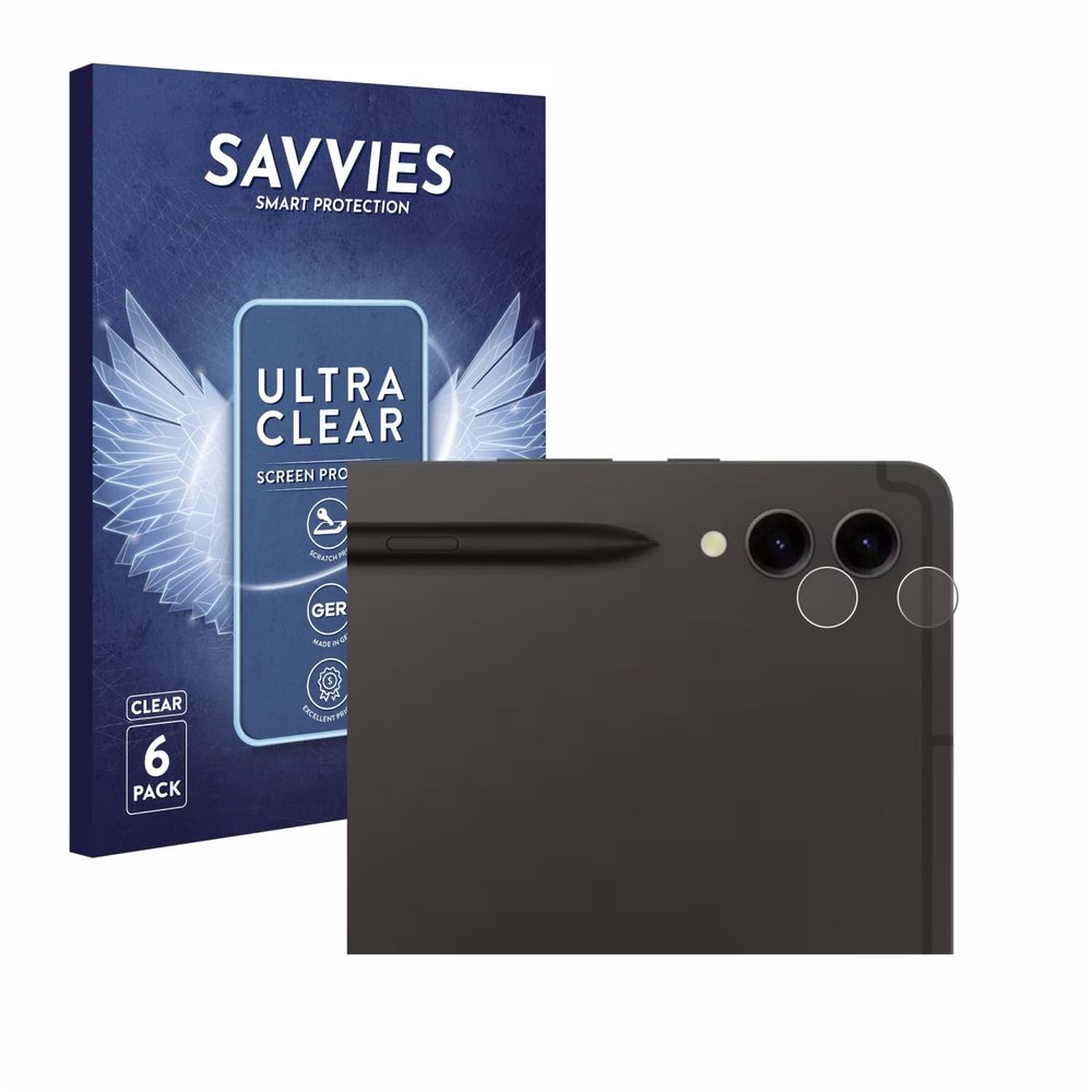 Savvies Screen Protector Compatible with Samsung Galaxy Tab S9 Plus WiFi (ONLY Camera) Protection Film Clear 6-Pack