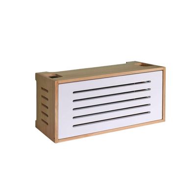 Cable Management Box Router Storage Box Desktop Large Solid Wood Row Socket Light cat Machine top Cover Box Wire Storage Box (Color : 1)