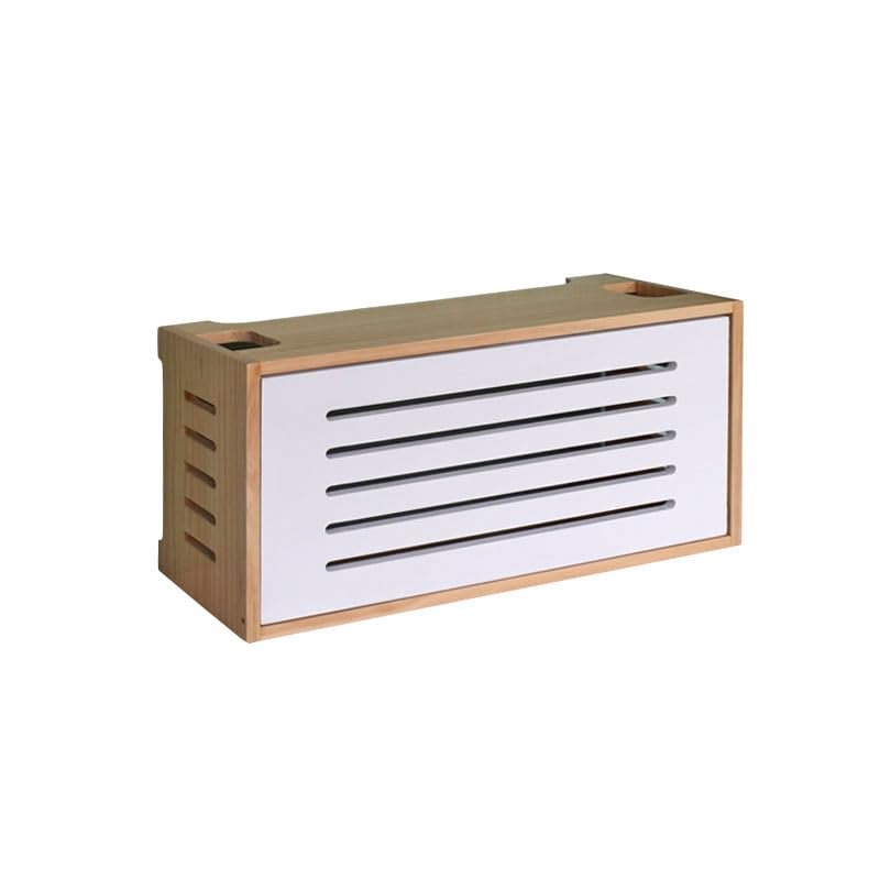 Cable Management Box Router Storage Box Desktop Large Solid Wood Row Socket Light cat Machine top Cover Box Wire Storage Box (Color : 1)